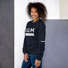 Load image into Gallery viewer, B.G.M Black Girl Magic (white band / sleeved) Unisex Sweatshirt