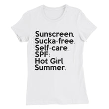 Load image into Gallery viewer, &quot; Sunscreen, Sucka-free &quot; Women’s Slim Fit tee