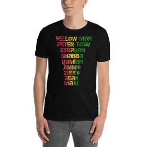 " Yellow Man , Peter Tosh , Stephen , Damian , Jimmy , Ziggy , Sean , Maxi " Reggaeton / rugged letter short-sleeve unisex tee