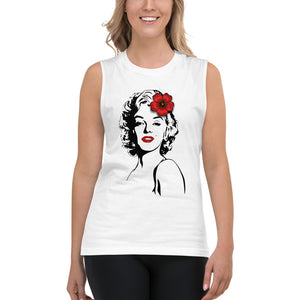 " Marilyn Monroe " femme tee ( matching red rose lips & hair) women's muscle shirt