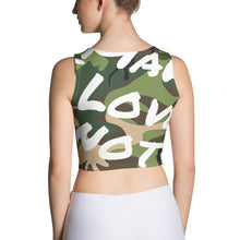 Load image into Gallery viewer, MAKE LOVE NOT WAR Camouflage Crop Top